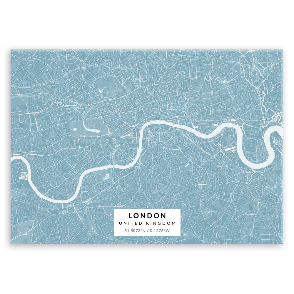Plakat metalowy Mapa Lazur Londyn L