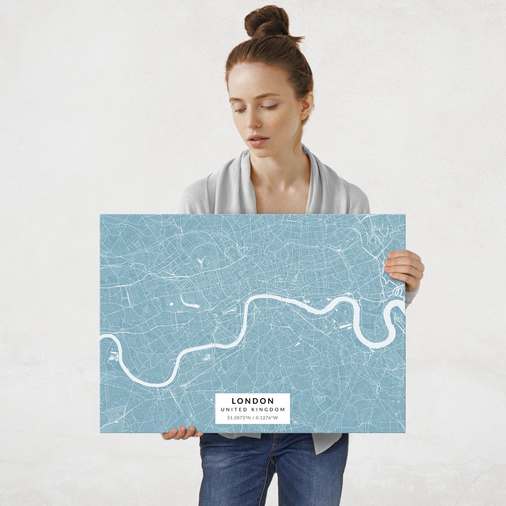 Plakat metalowy Mapa Lazur Londyn L