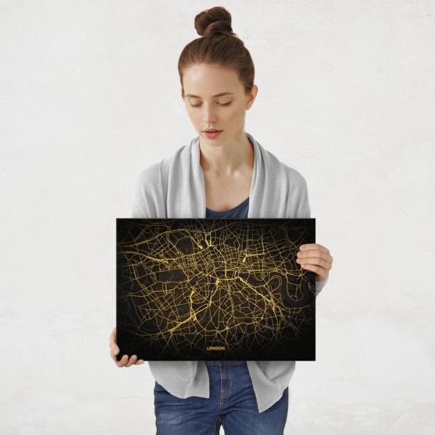 Plakat metalowy Mapa City Lights Londyn M