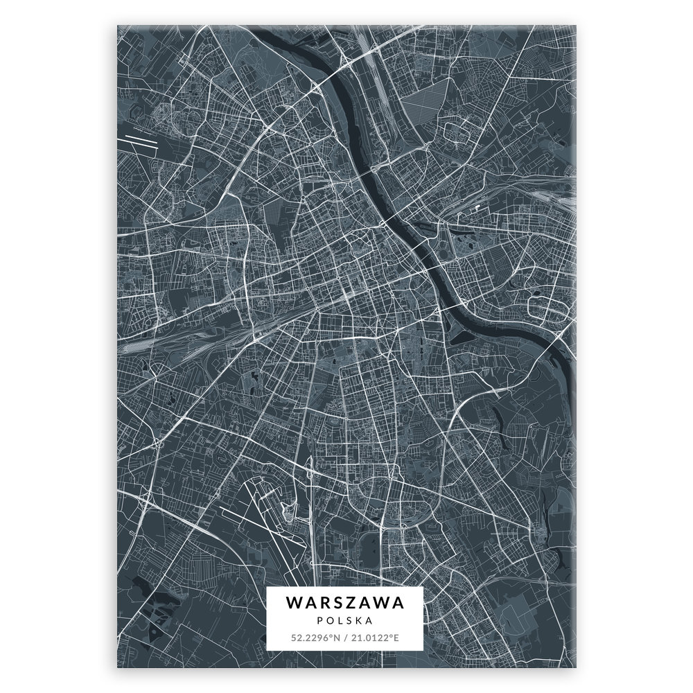 Plakat metalowy Mapa Navy Warszawa L