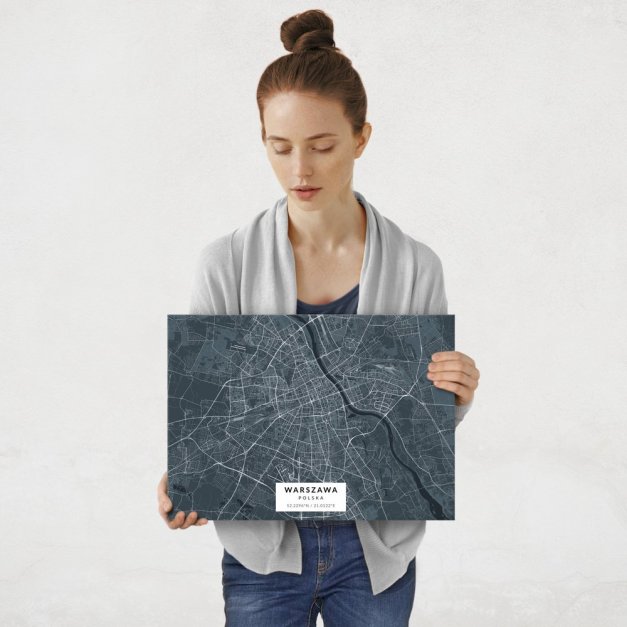Plakat metalowy Mapa Navy Warszawa M