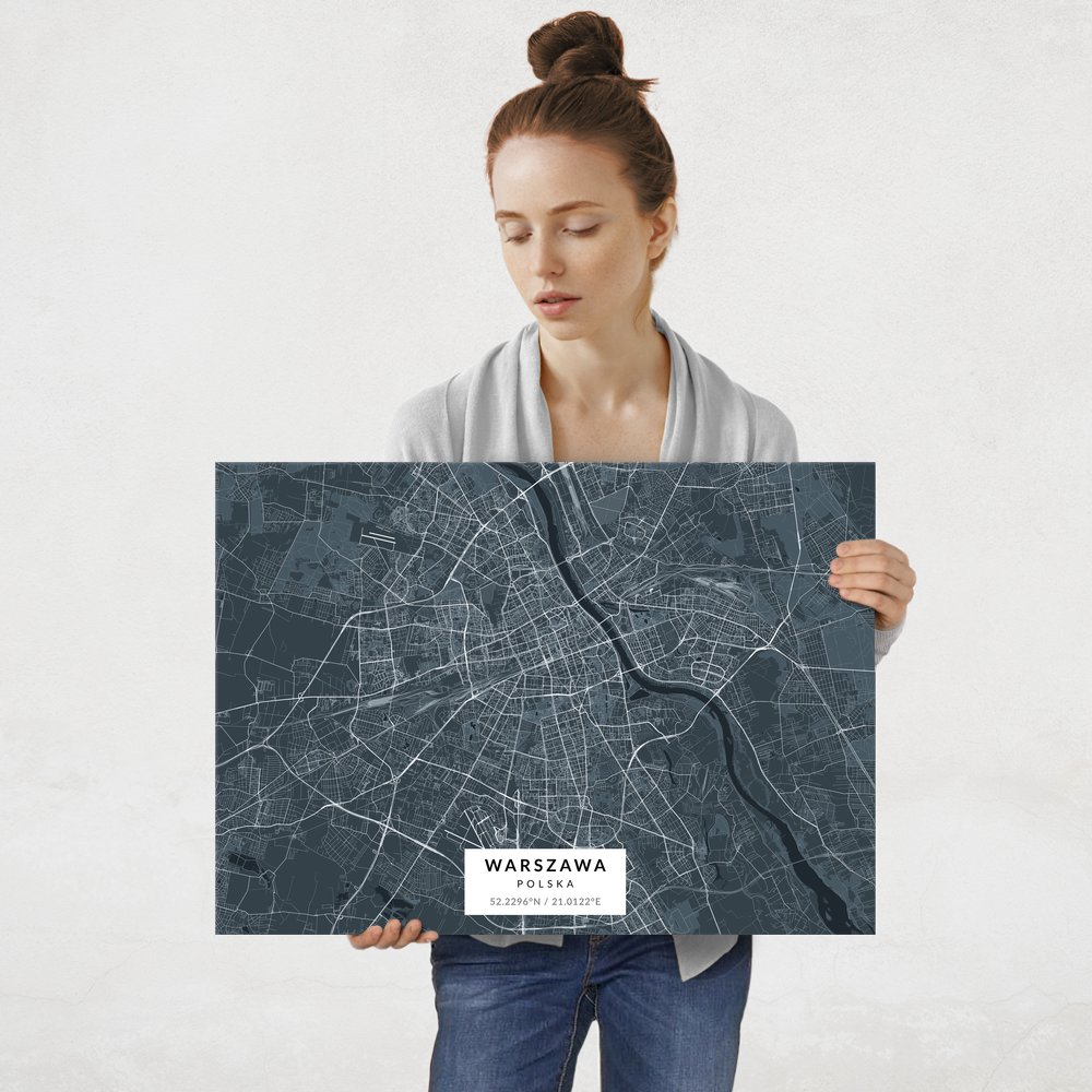 Plakat metalowy Mapa Navy Warszawa L