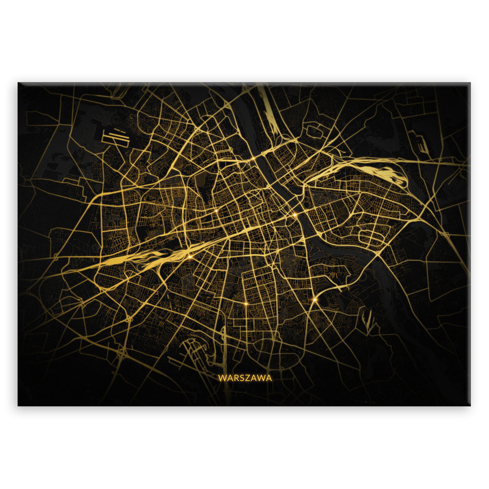 Plakat metalowy Mapa City Lights Warszawa M