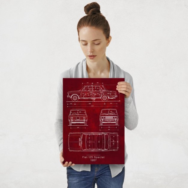 Plakat metalowy Fiat 125 Projekt Scarlet M