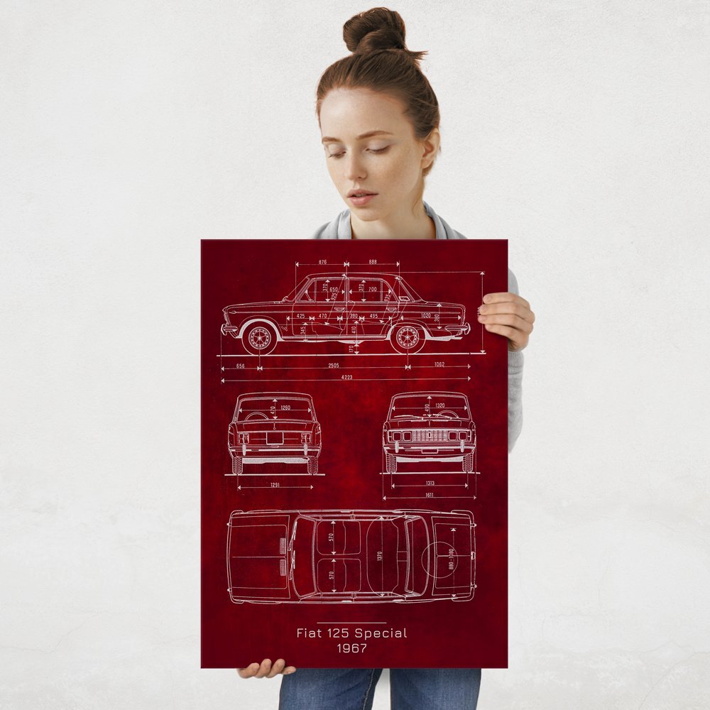 Plakat metalowy Fiat 125 Projekt Scarlet L