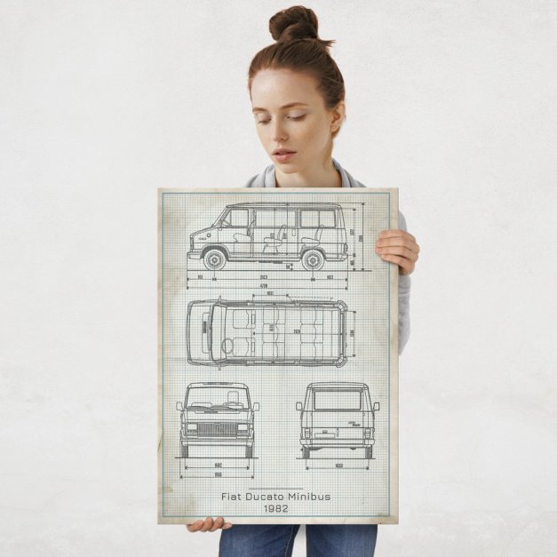 Plakat metalowy Fiat Ducato Minibus Projekt Vintage L