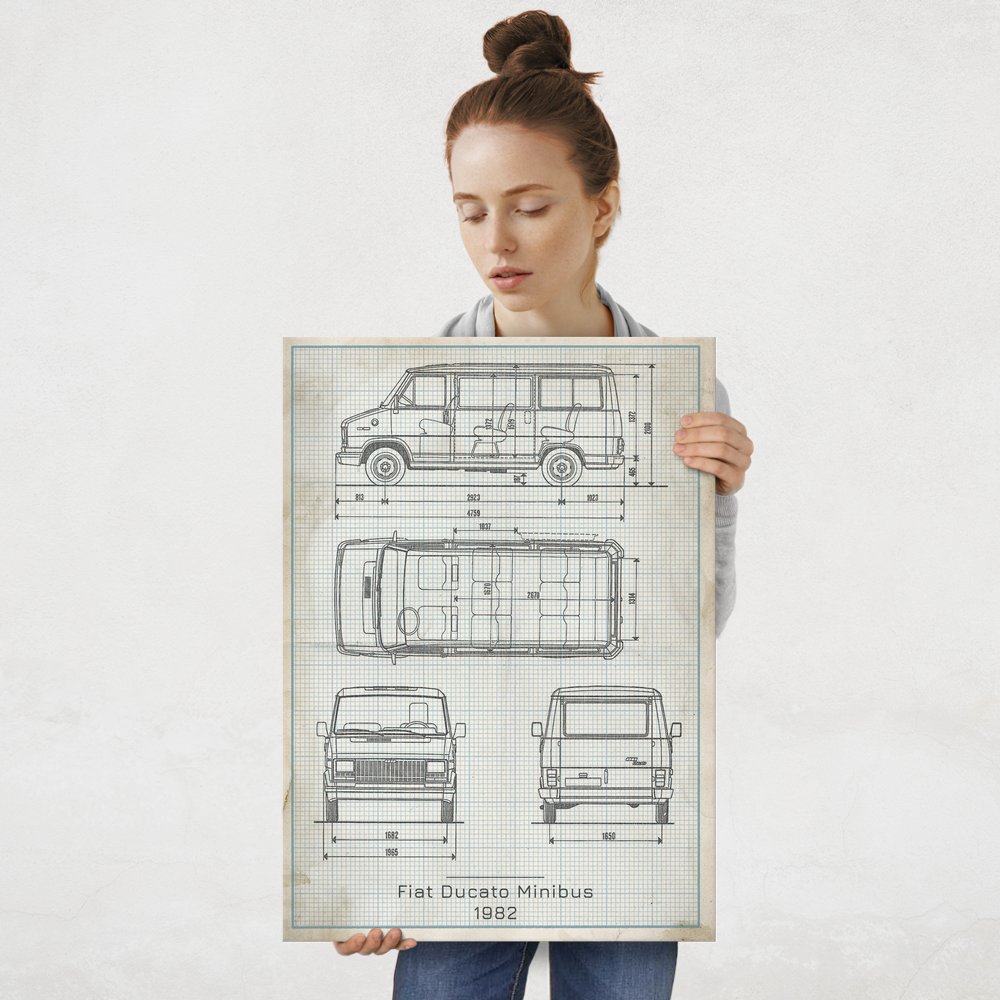 Plakat metalowy Fiat Ducato Minibus Projekt Vintage L