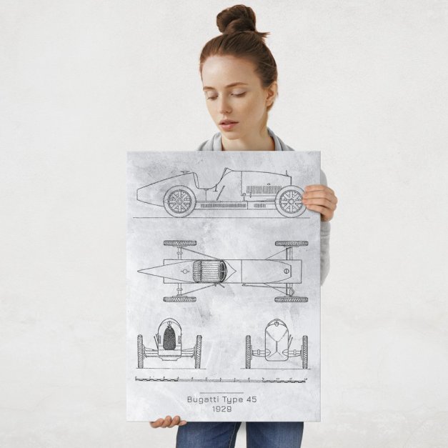 Plakat metalowy Bugatti Type 45 Projekt Stone L