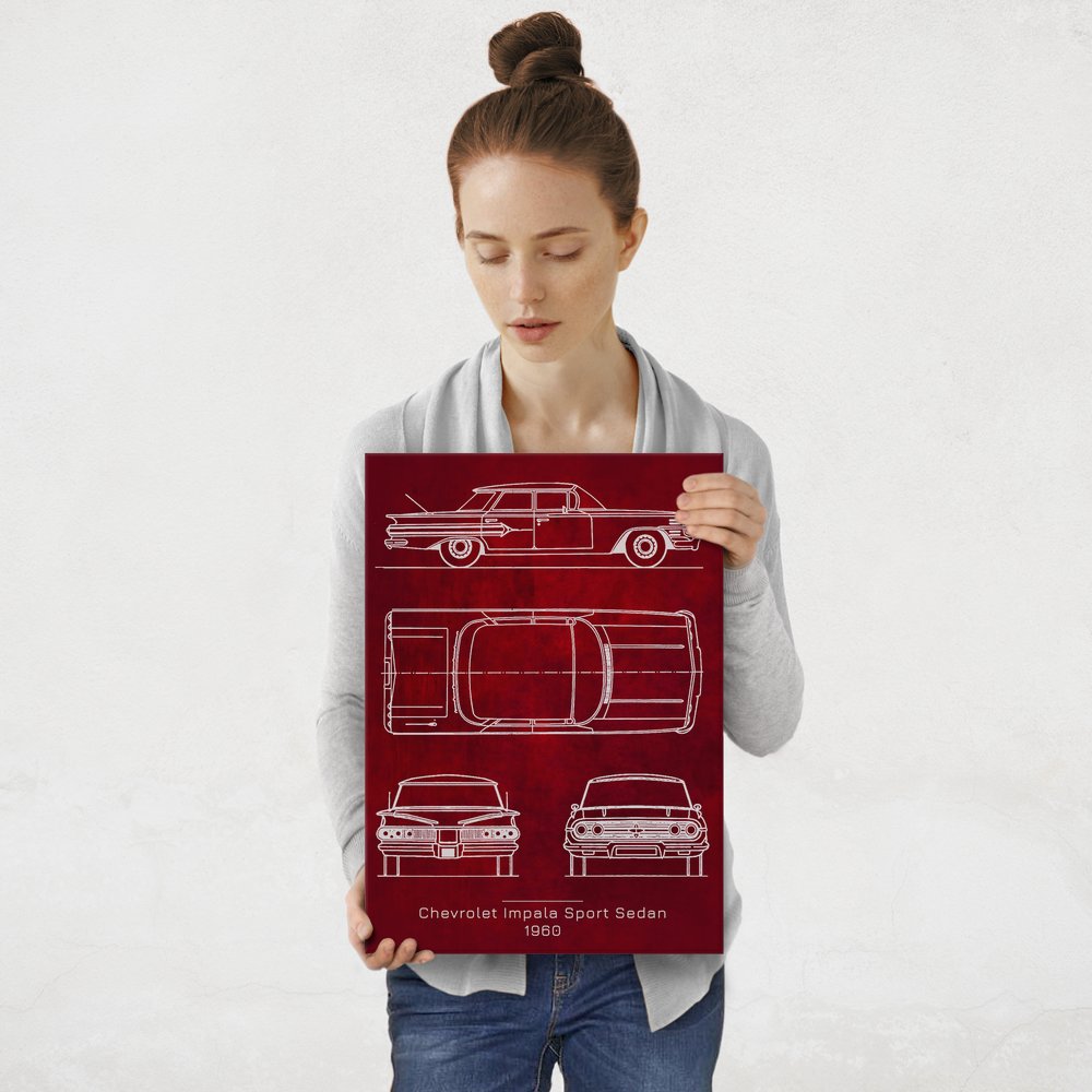 Plakat metalowy Chevrolet Impala Sport Projekt Scarlet M