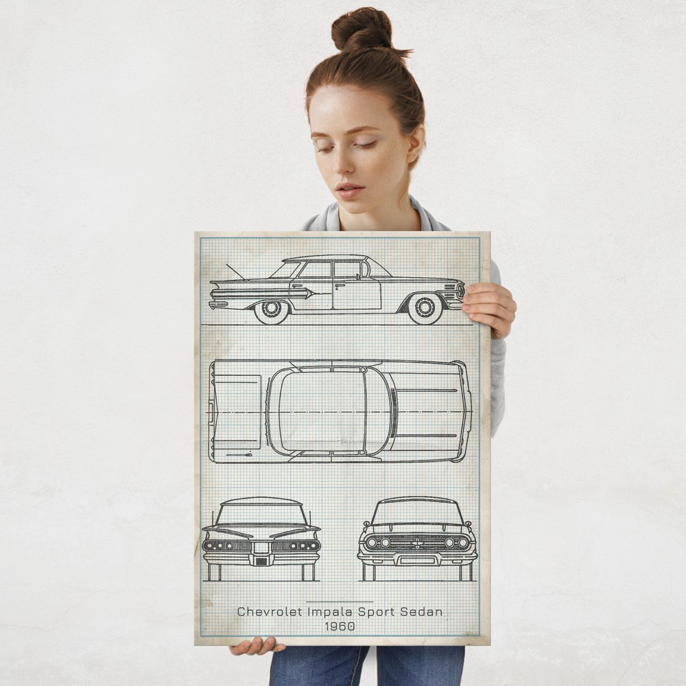 Plakat metalowy Chevrolet Impala Sport Projekt Vintage L