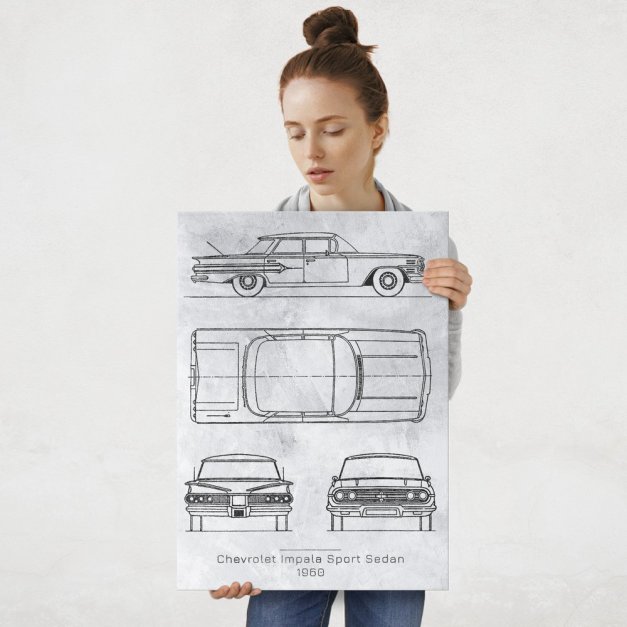 Plakat metalowy Chevrolet Impala Sport Projekt Stone L