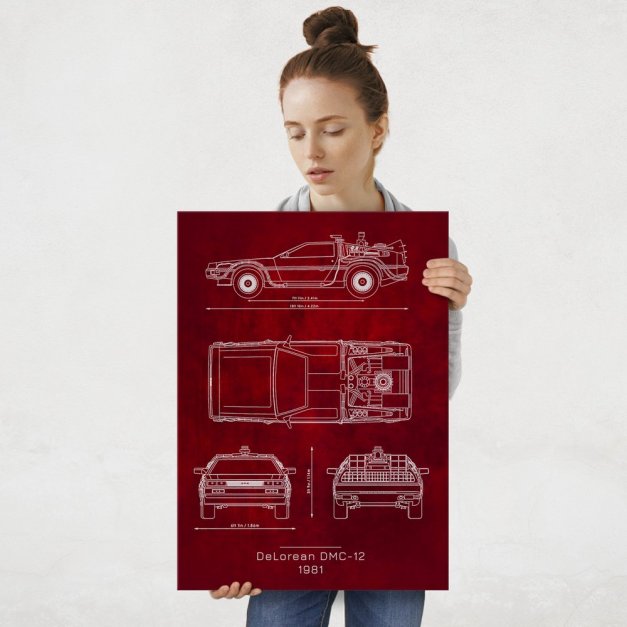 Plakat metalowy DeLorean DMC Projekt Scarlet L