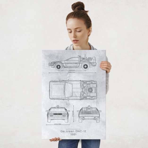 Plakat metalowy DeLorean DMC Projekt Stone L