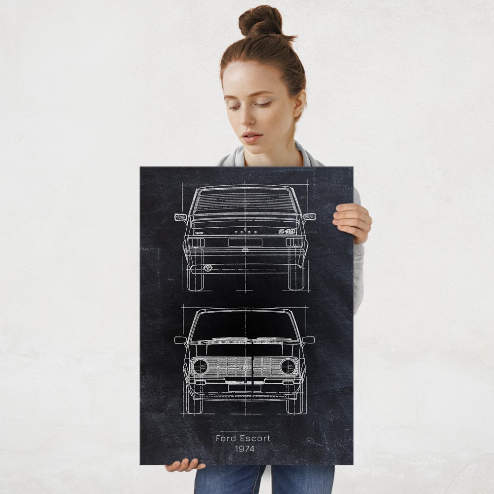 Plakat metalowy Ford Escort Projekt Blackboard L