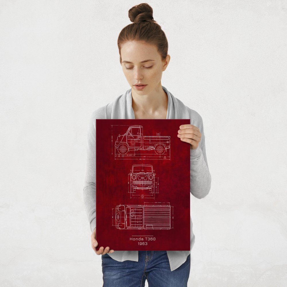 Plakat metalowy Honda T360 Projekt Scarlet M