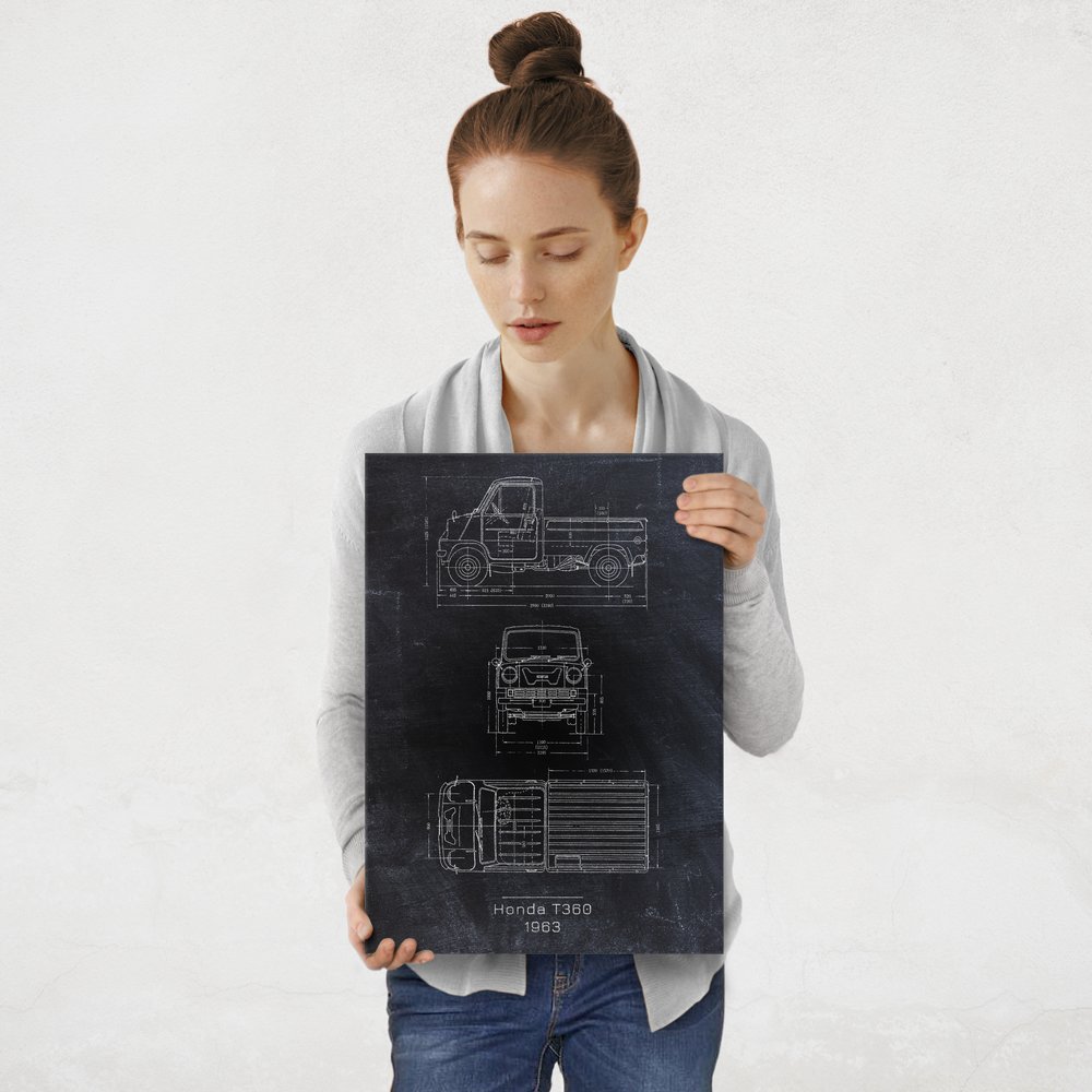 Plakat metalowy Honda T360 Projekt Blackboard M