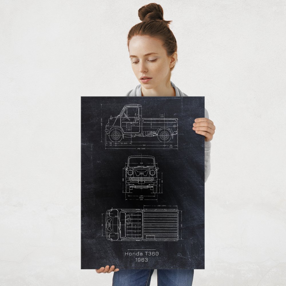 Plakat metalowy Honda T360 Projekt Blackboard L