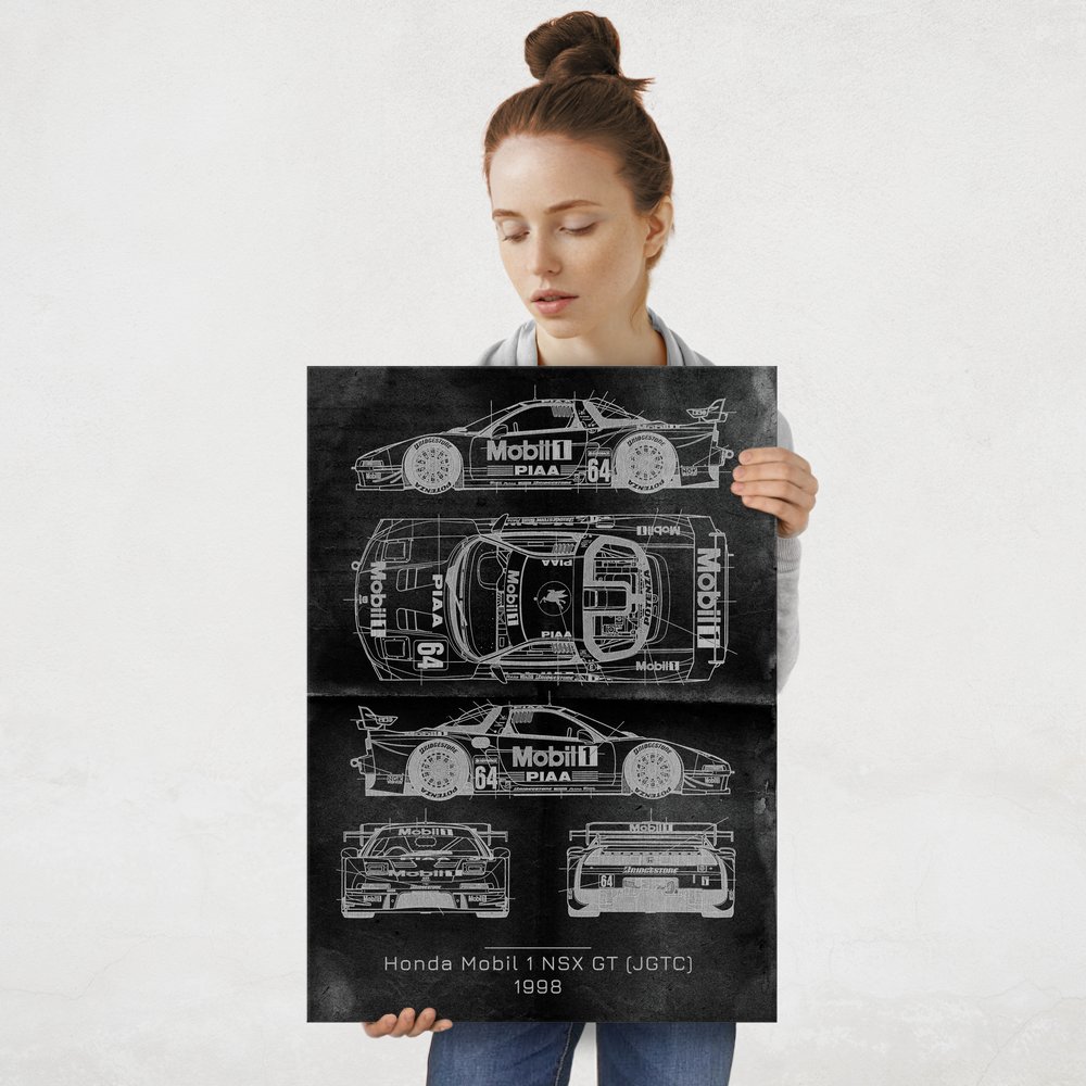Plakat metalowy Honda NSX GT Projekt Graphite L