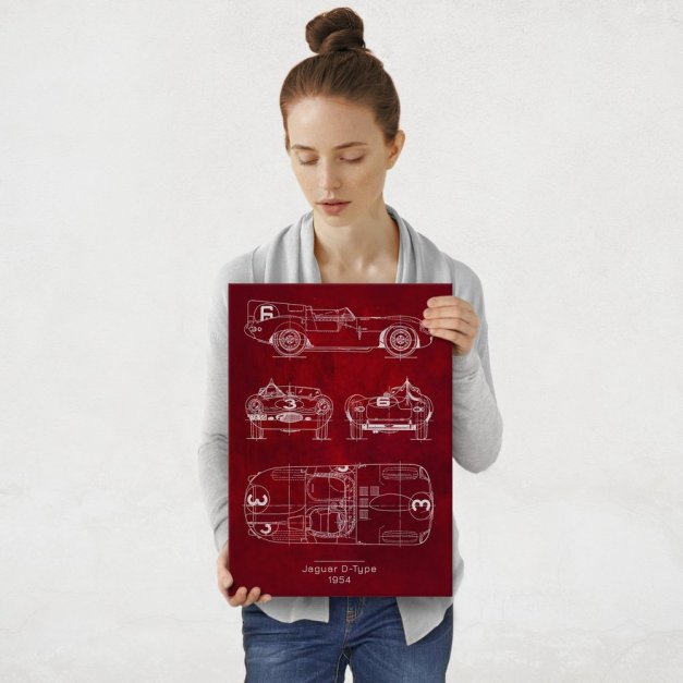 Plakat metalowy Jaguar D-Type Projekt Scarlet M