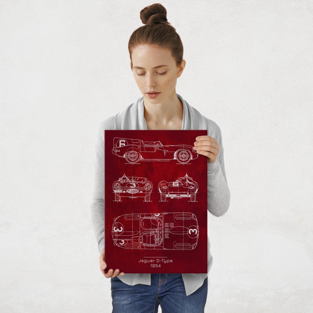 Plakat metalowy Jaguar D-Type Projekt Scarlet M