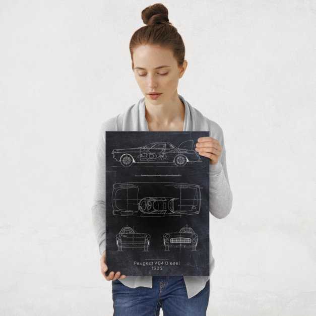 Plakat metalowy Peugeot 404 Diesel Projekt Blackboard M