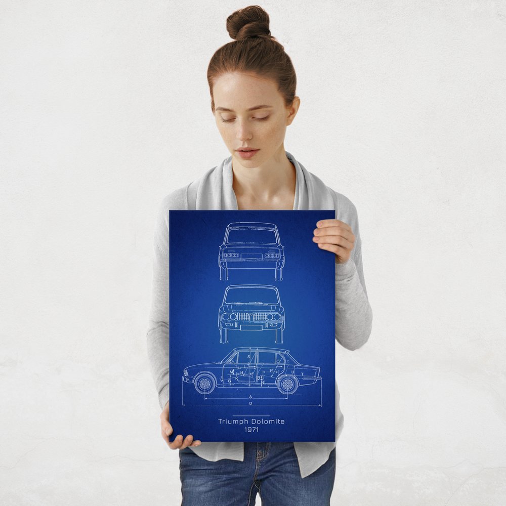 Plakat metalowy Triumph Dolomite Projekt Blueprint M