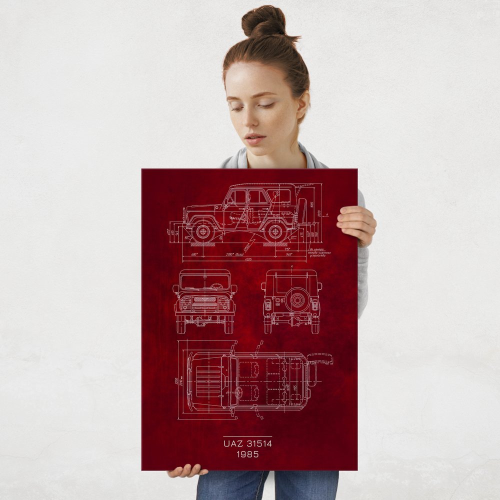 Plakat metalowy UAZ 31514 Projekt Scarlet L