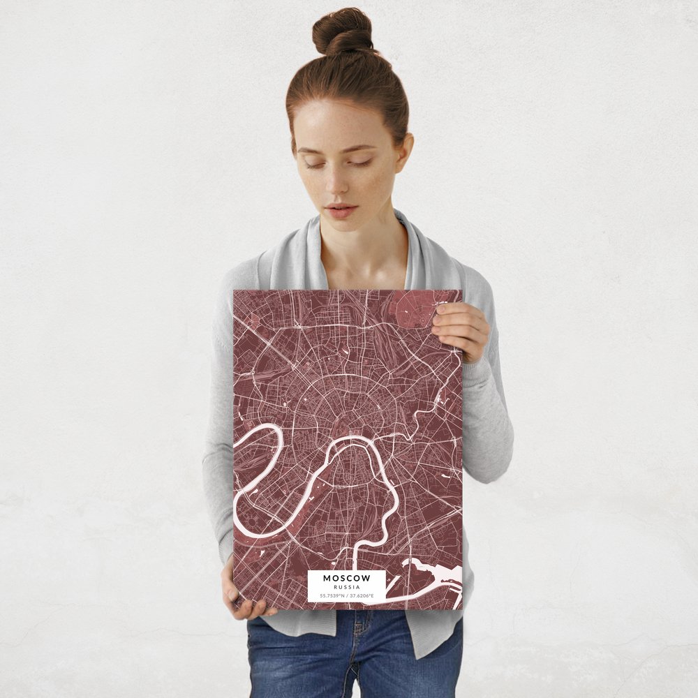 Plakat metalowy Mapa Burgund Moskwa M