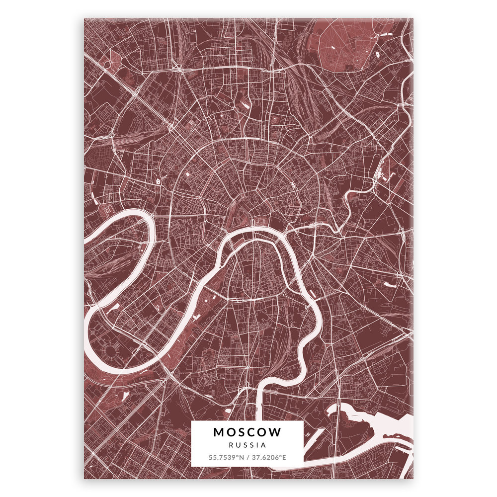 Plakat metalowy Mapa Burgund Moskwa L