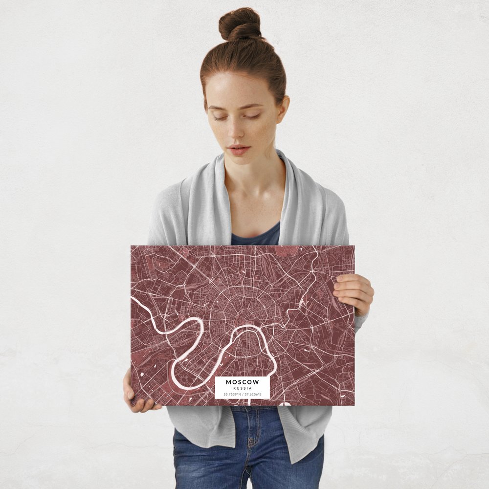 Plakat metalowy Mapa Burgund Moskwa M