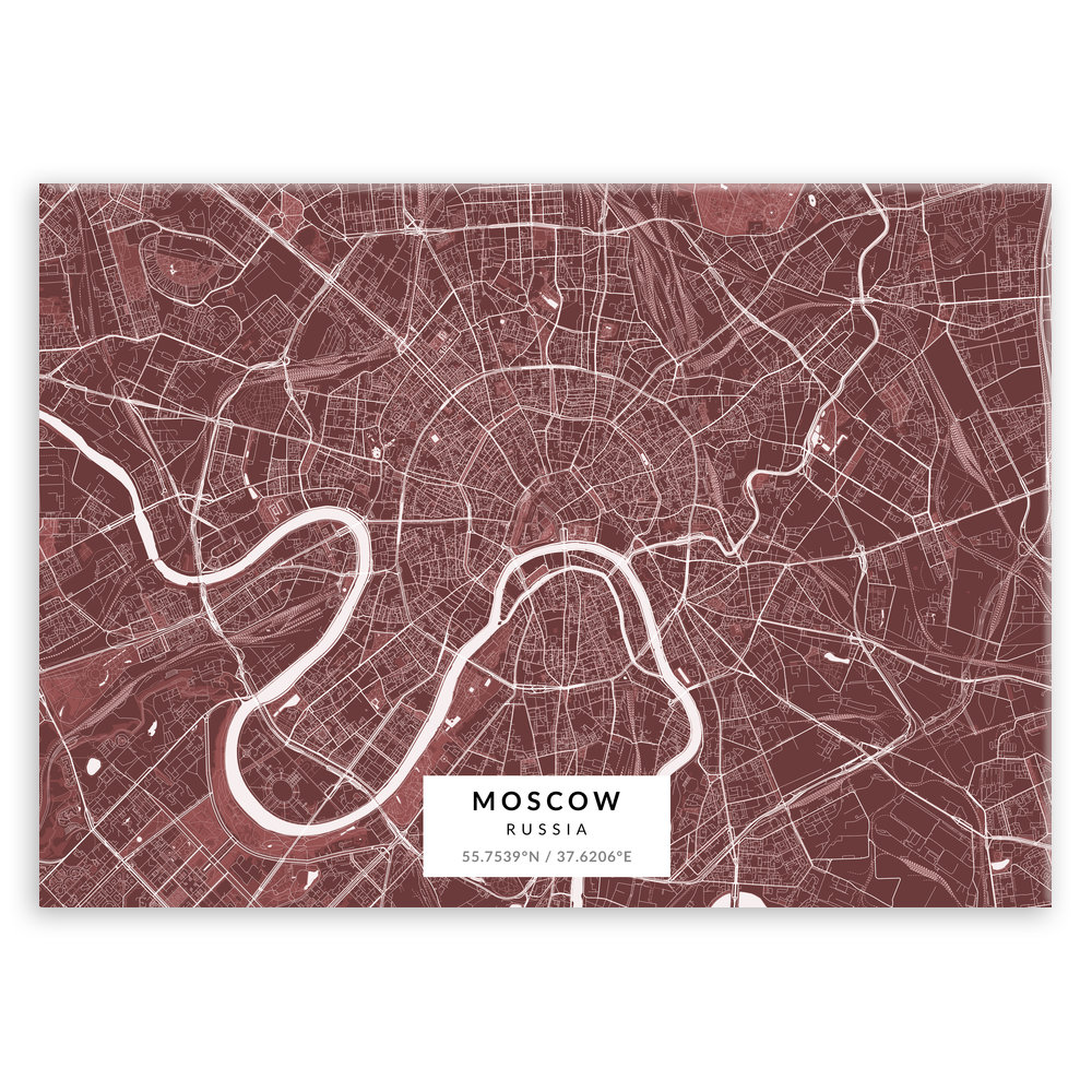 Plakat metalowy Mapa Burgund Moskwa L