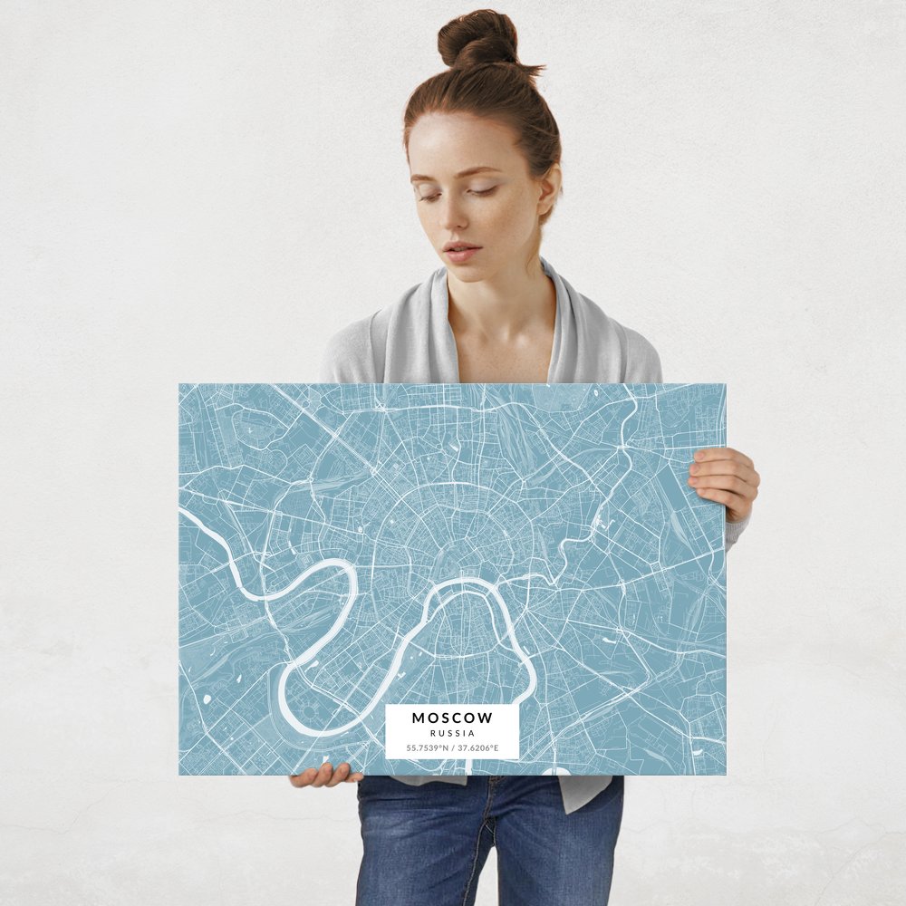 Plakat metalowy Mapa Lazur Moskwa L