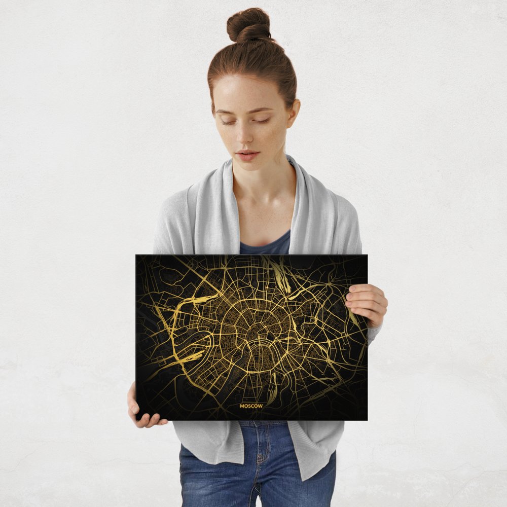 Plakat metalowy Mapa City Lights Moskwa M