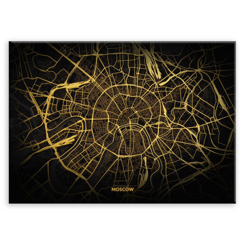 Plakat metalowy Mapa City Lights Moskwa L