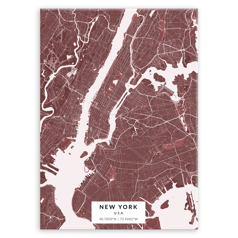 Plakat metalowy Mapa Burgund Nowy Jork L