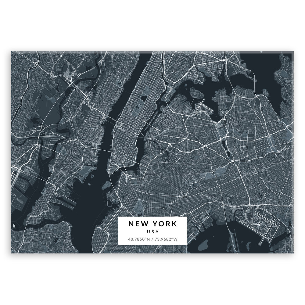 Plakat metalowy Mapa Navy Nowy Jork L