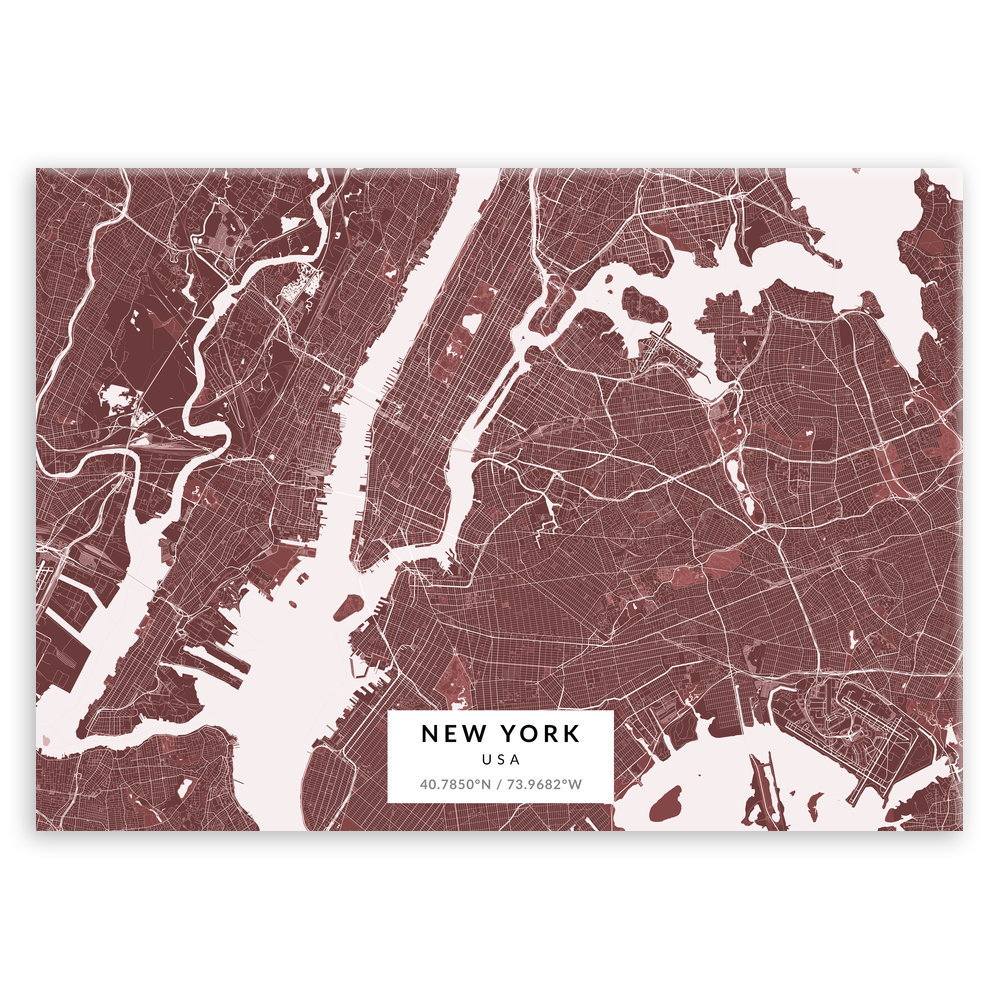 Plakat metalowy Mapa Burgund Nowy Jork L