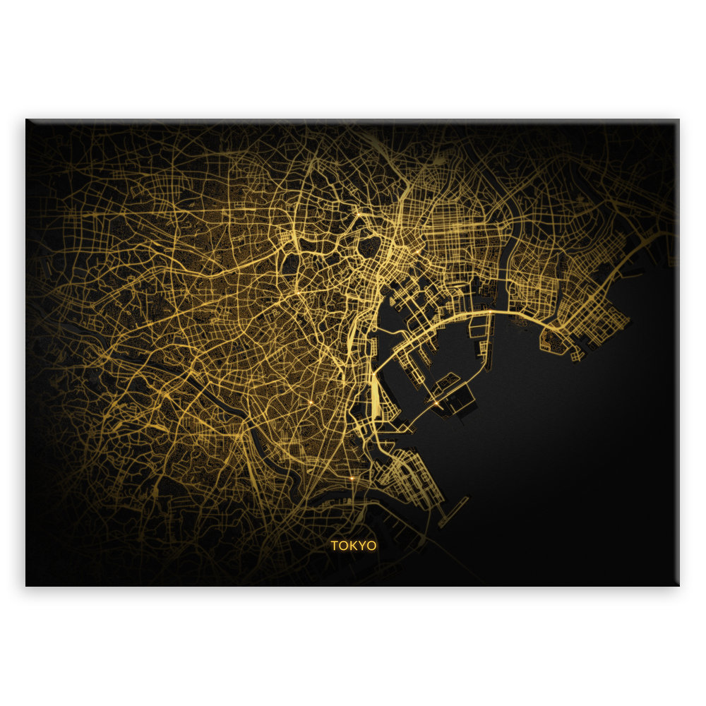 Plakat metalowy Mapa City Lights Tokio L