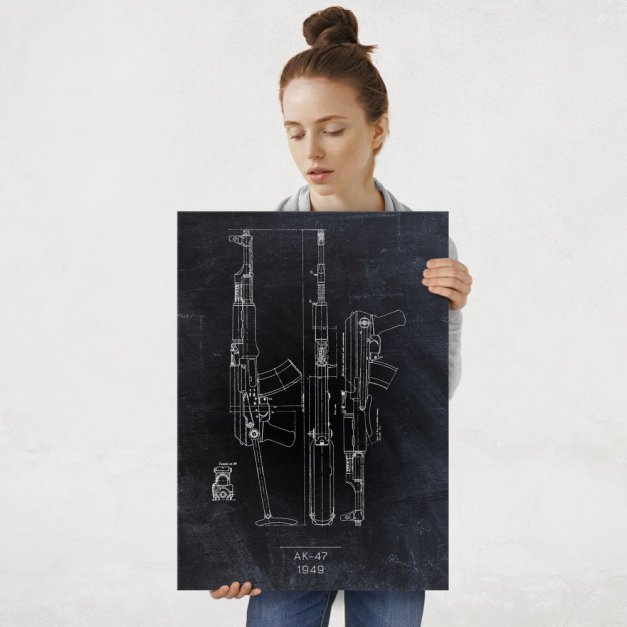 Plakat metalowy AK 47 Projekt Blackboard L