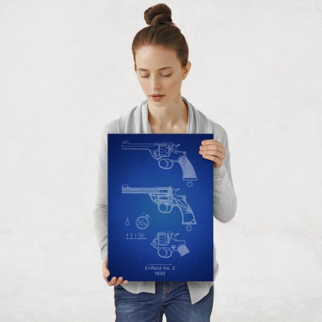 Plakat metalowy Enfield No- 2 Projekt Blueprint M