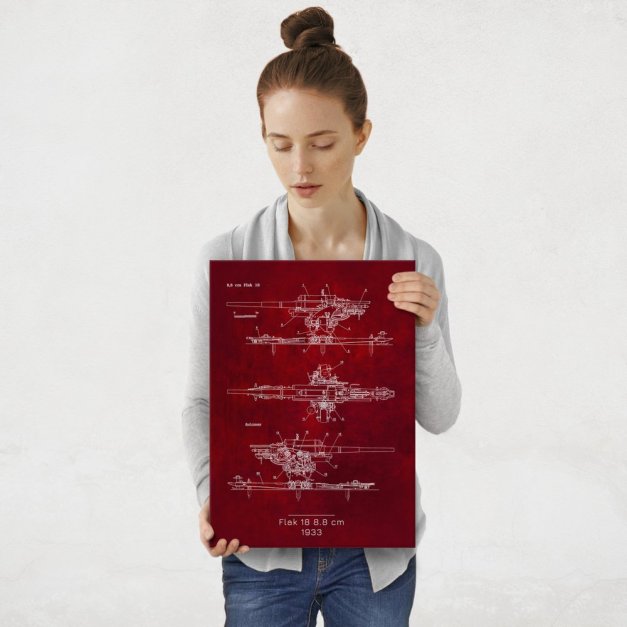 Plakat metalowy  Flak 18 8-8 cm  Projekt Scarlet M