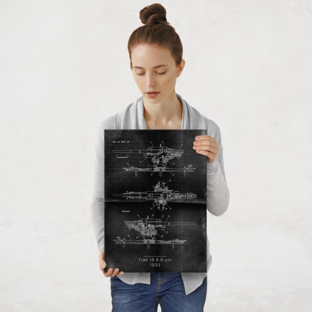 Plakat metalowy  Flak 18 8-8 cm  Projekt Graphite M