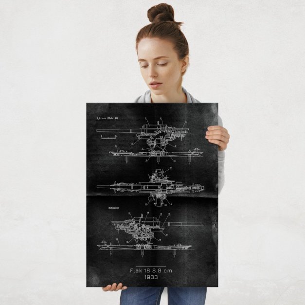 Plakat metalowy  Flak 18 8-8 cm  Projekt Graphite L