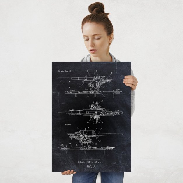 Plakat metalowy  Flak 18 8-8 cm  Projekt Blackboard L