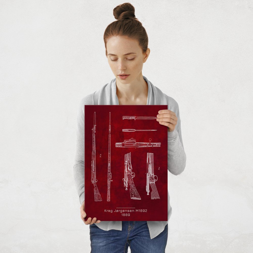 Plakat metalowy Krag Jørgensen M1892 Projekt Scarlet M