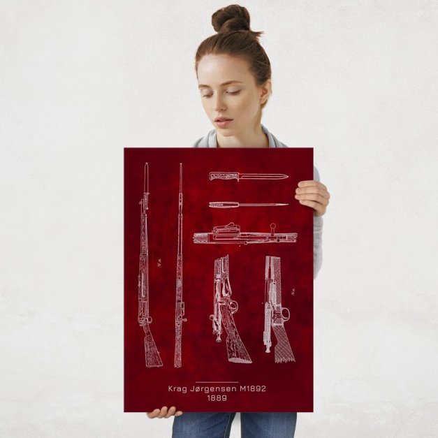 Plakat metalowy Krag Jørgensen M1892 Projekt Scarlet L