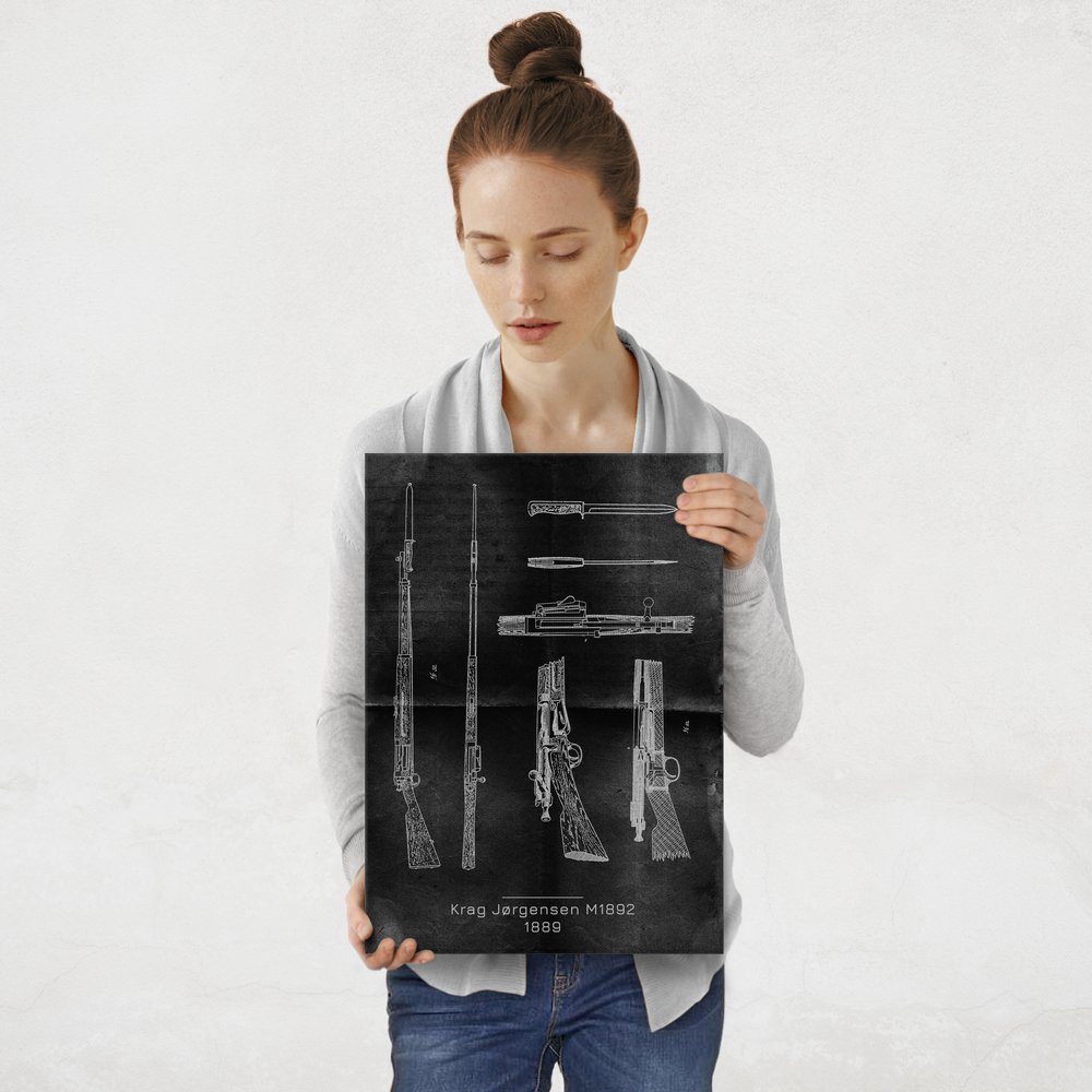 Plakat metalowy Krag Jørgensen M1892 Projekt Graphite M