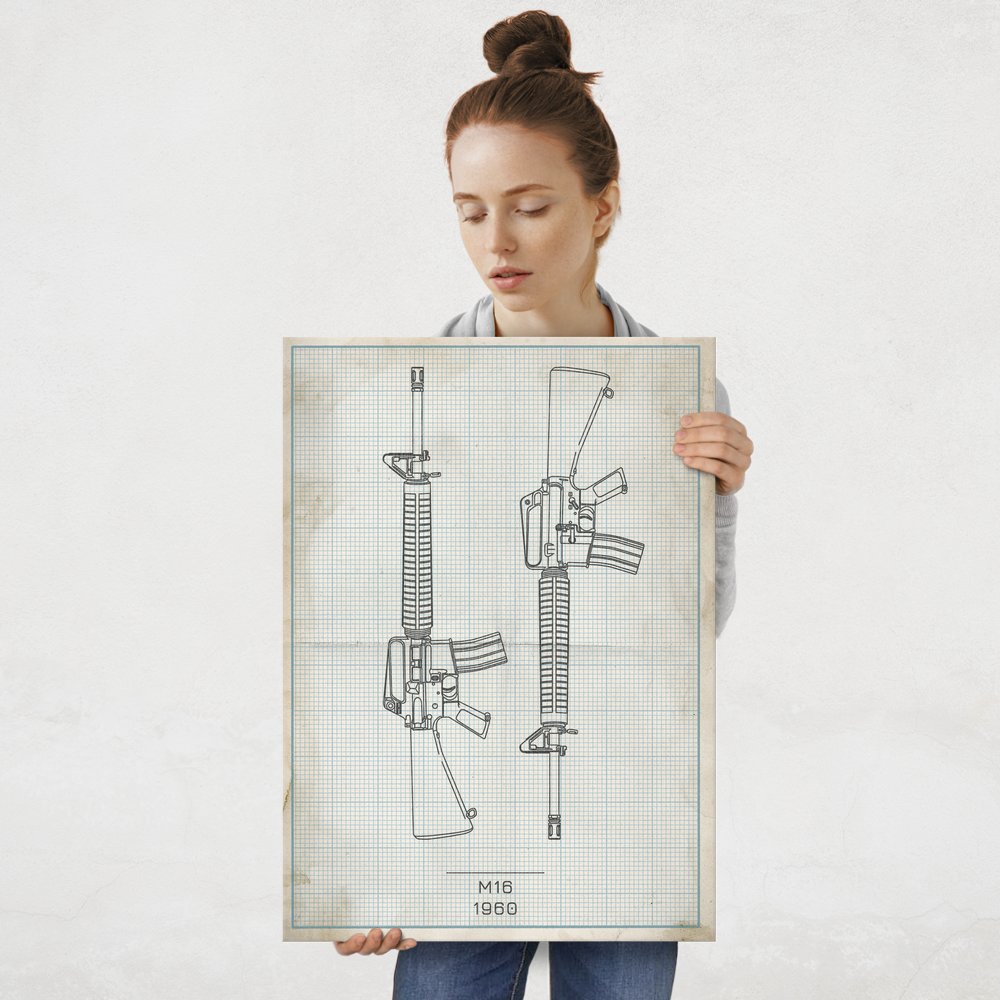 Plakat metalowy M16 Projekt Vintage L