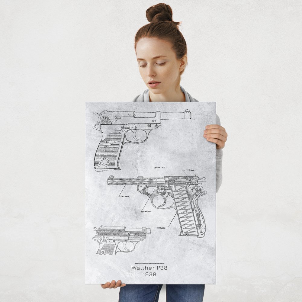 Plakat metalowy Walther P38 Projekt Stone L