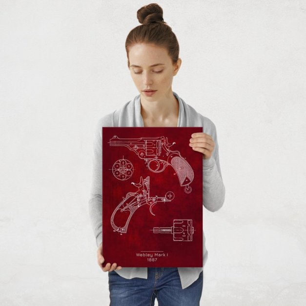 Plakat metalowy Webley Mark I Projekt Scarlet M